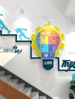 企业楼梯文化墙设计素材免费下载